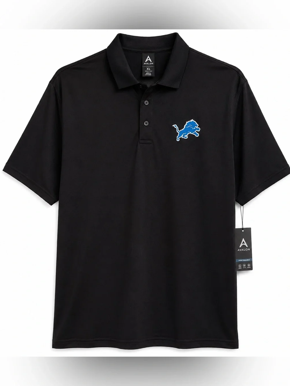 Detroit Lions Antigua Polo Shirt Men’s XL Black Performance Golf NFL Avalon